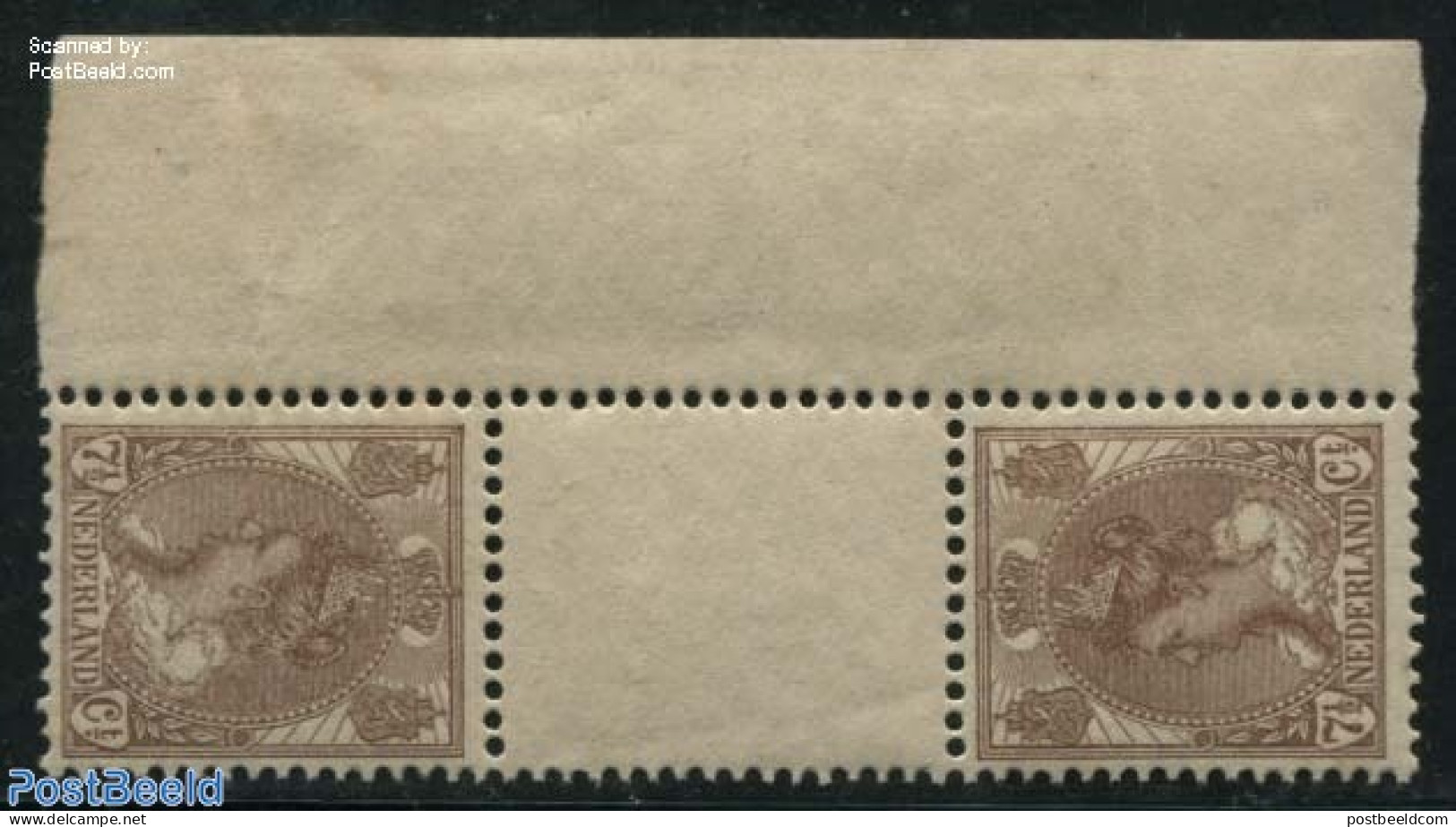 Netherlands 1924 7.5c Tete Beche Gutterpair (hinge On Right Sheet Margin), Mint NH - Neufs