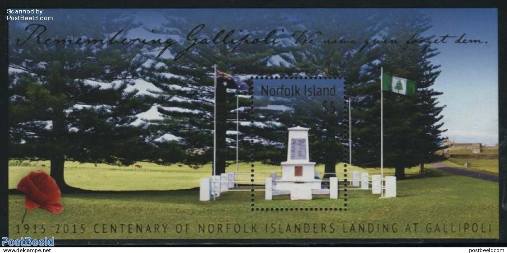 Norfolk Island 2015 Remembering Gallipoli S/s, Mint NH, History - Flags - World War I - Prima Guerra Mondiale