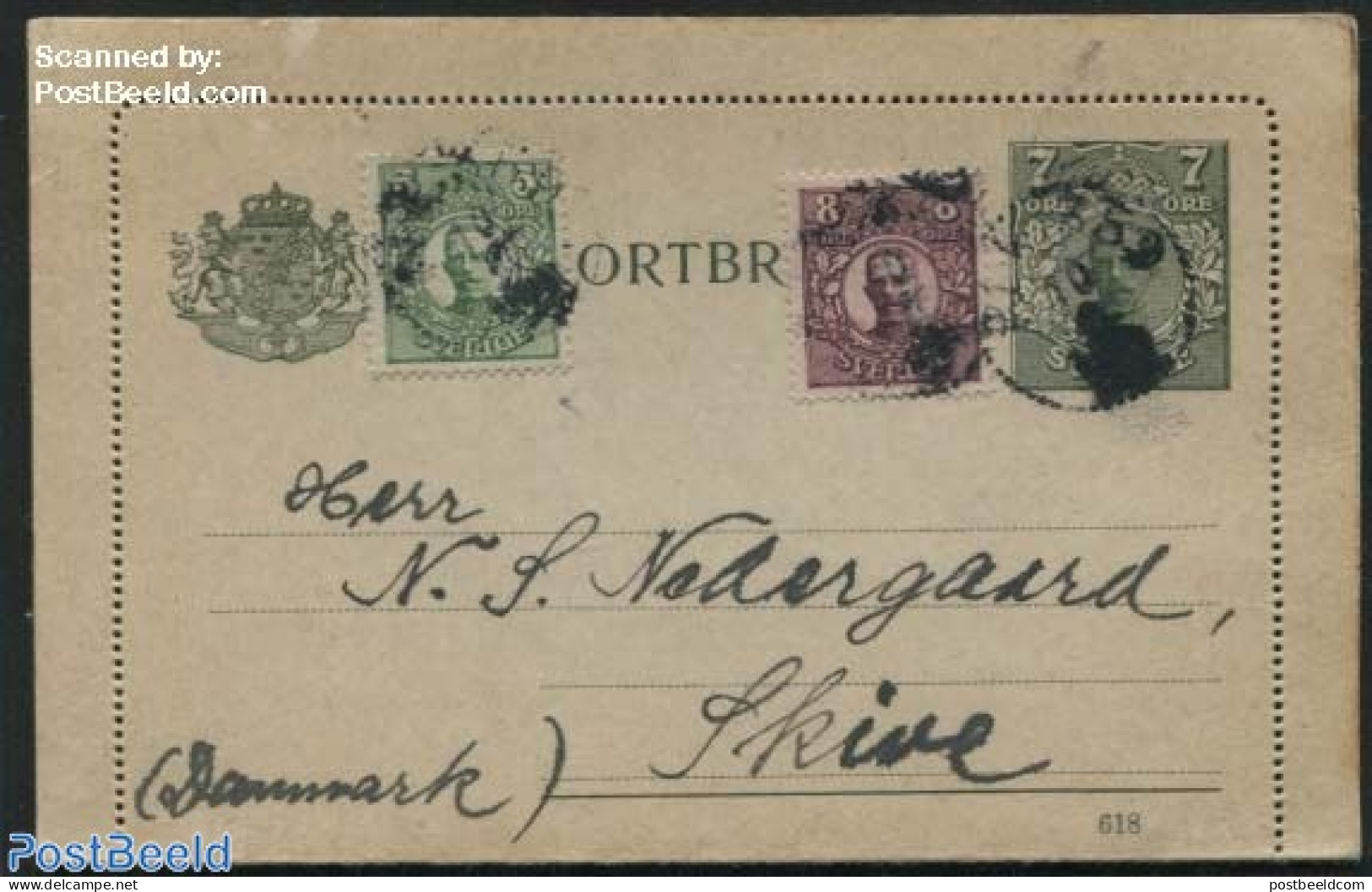 Sweden 1914 Card Letter 7o, Uprated, Used Postal Stationary - Briefe U. Dokumente