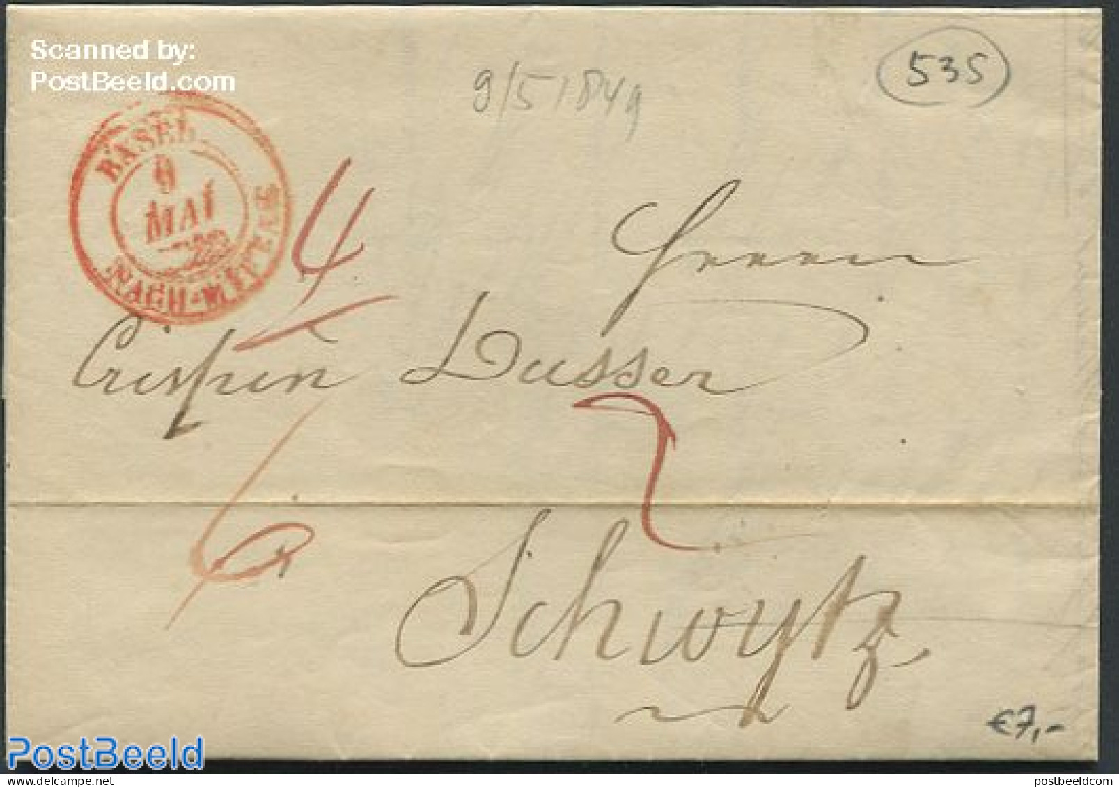 Switzerland 1849 Folding Letter From Zwitserland, Postal History - Covers & Documents