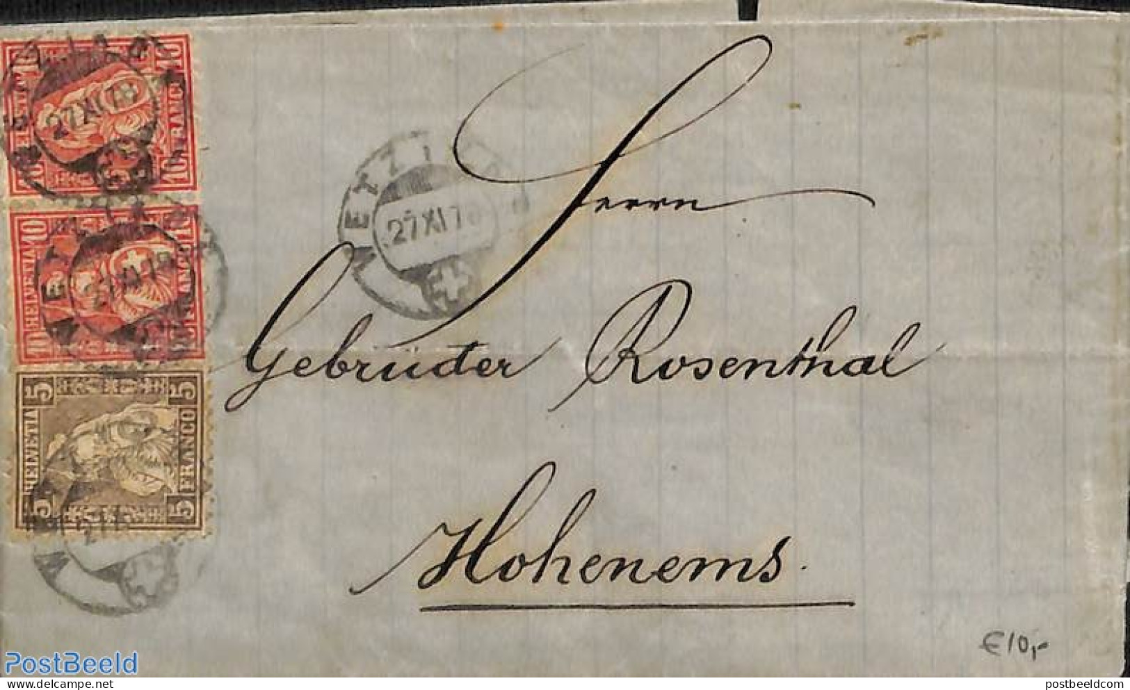  1878 Folding Letter From Wetzikon, Postal History - Autres & Non Classés