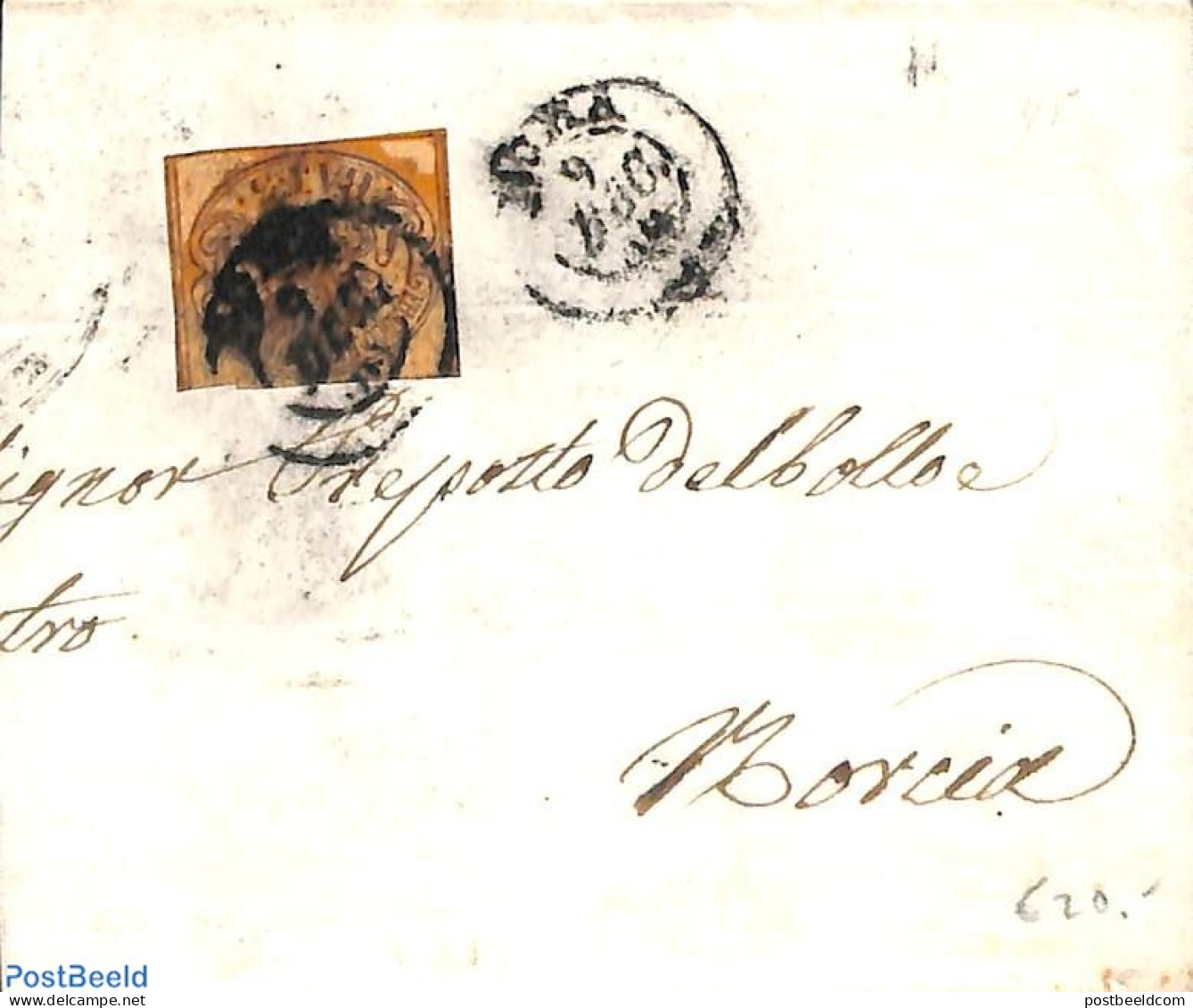 Vatican 1854 Folding Cover From Rome, Postal History - Storia Postale