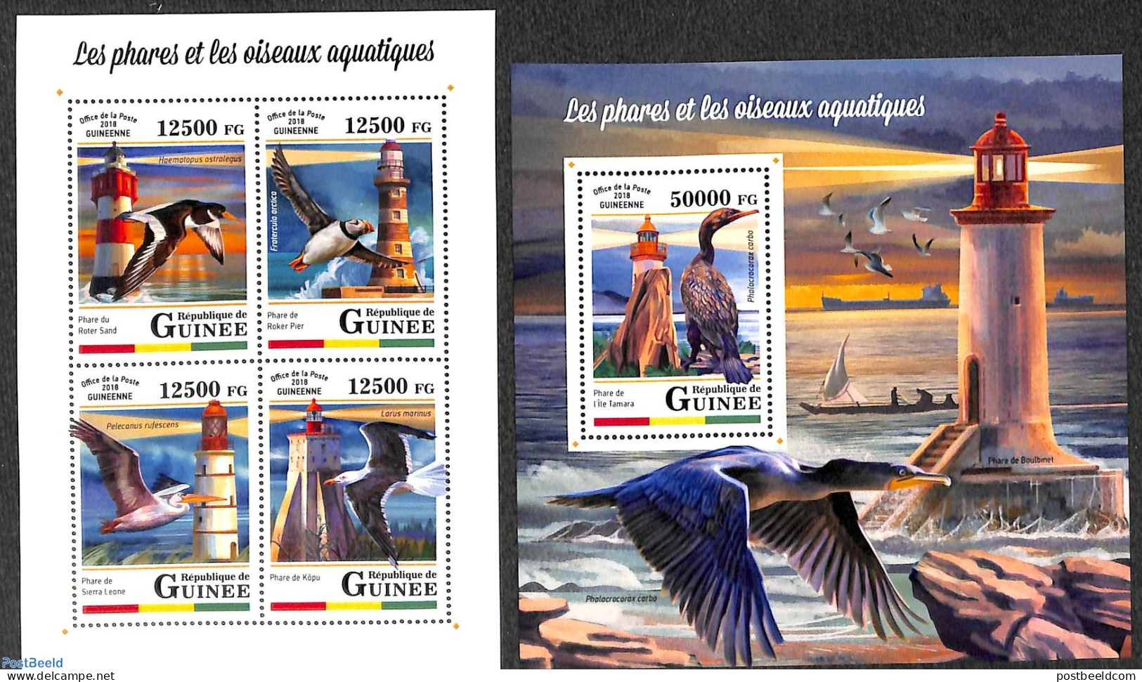 Guinea, Republic 2018 Lighthouses & Birds 2 S/s, Mint NH, Nature - Various - Birds - Lighthouses & Safety At Sea - Leuchttürme