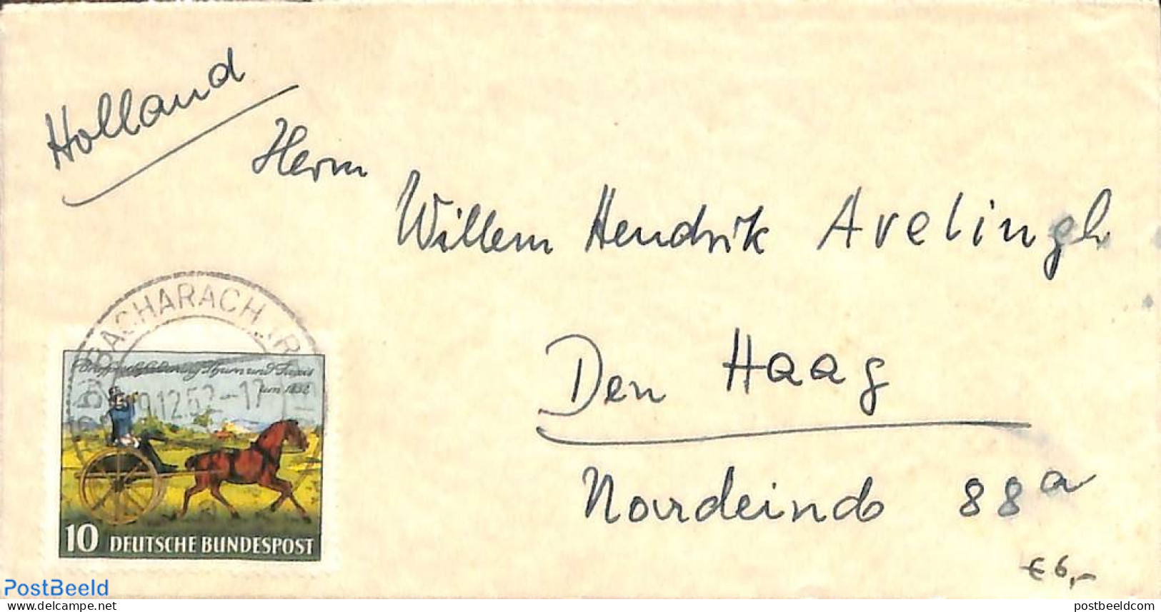 Germany, Federal Republic 1952 Letter To Den Haag, Postal History - Lettres & Documents