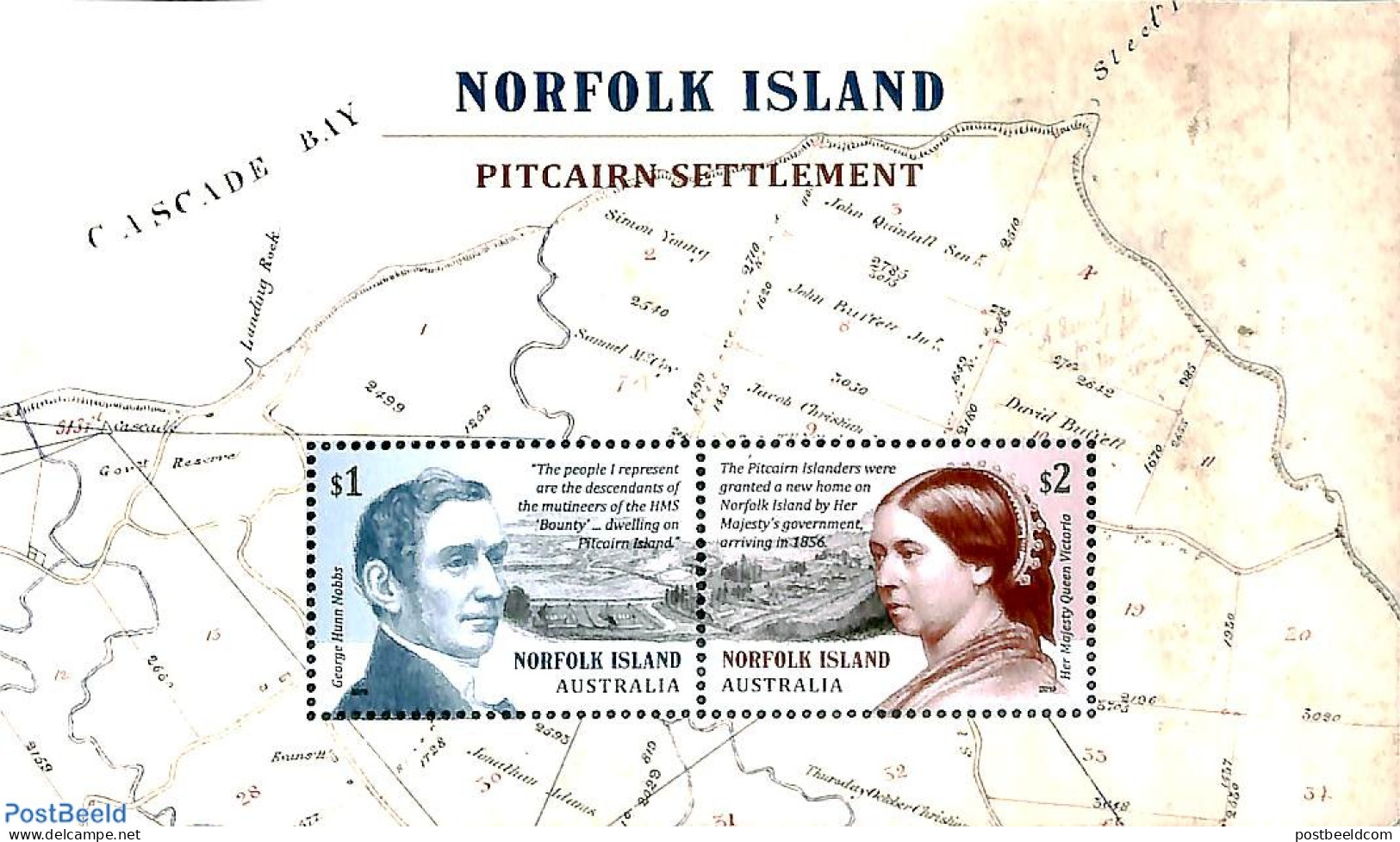 Norfolk Island 2019 Pitcairn Settlement S/s, Mint NH, Various - Maps - Géographie