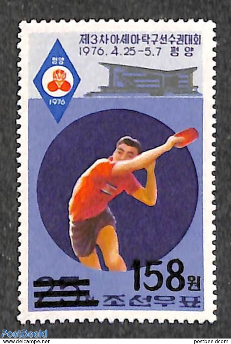 Korea, North 2006 158W On 25ch Overprint, Stamp Out Of Set, Mint NH, Sport - Table Tennis - Tischtennis