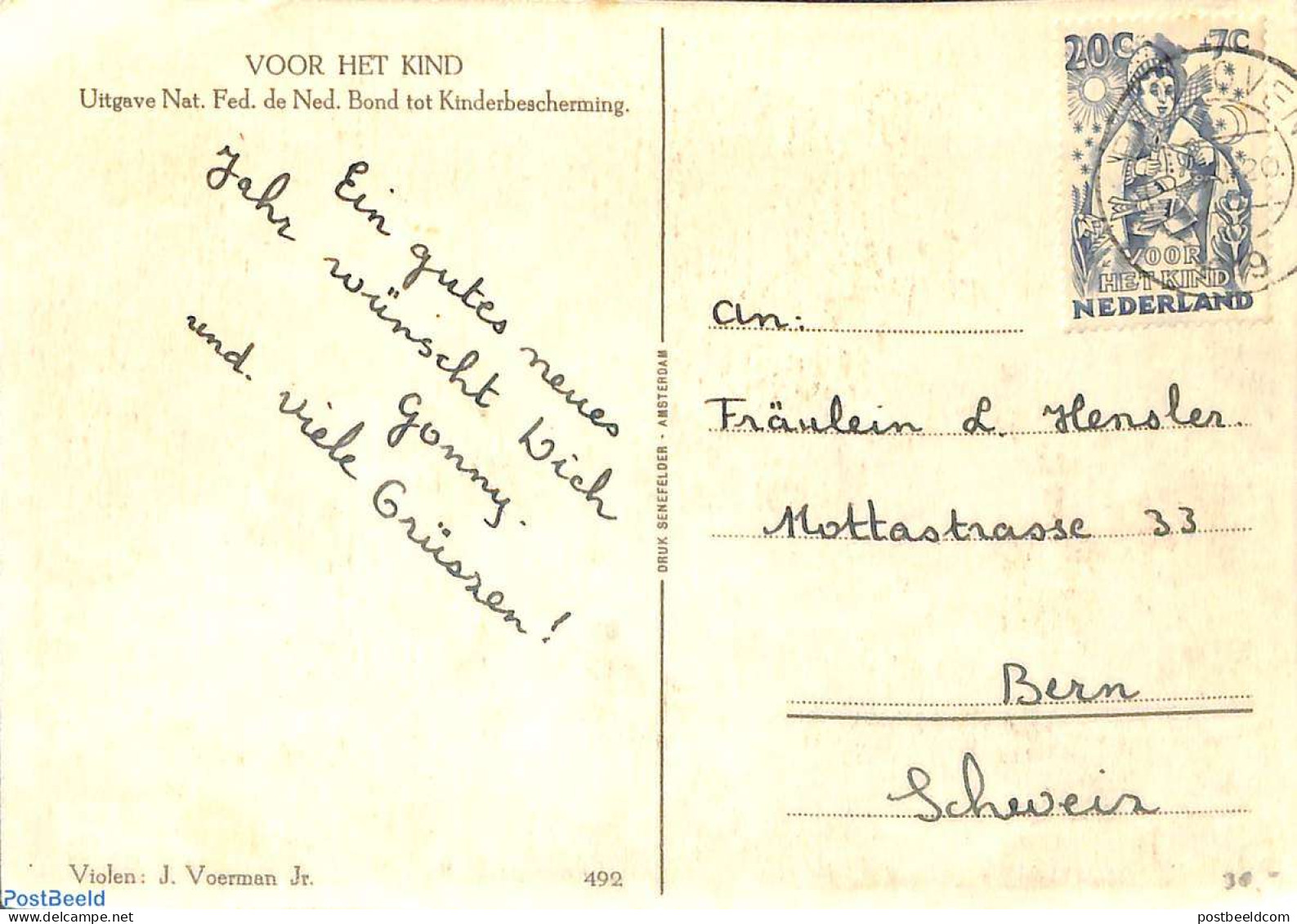 Netherlands 1949 Postcard To Switzerland With NVPH No. 548, Postal History - Briefe U. Dokumente