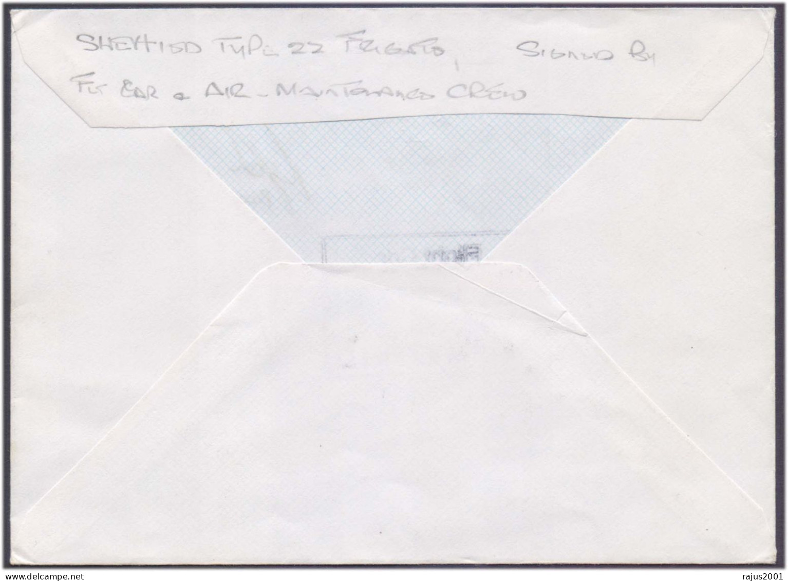 HMS SHEFFIELD Maritime Sea Mail, SIGNED BY FLIGHT SMR, FLIGHT CDR FLYING AIR MAINTENANCE, PILOT And CREW MEMBERS Cover - Maritiem
