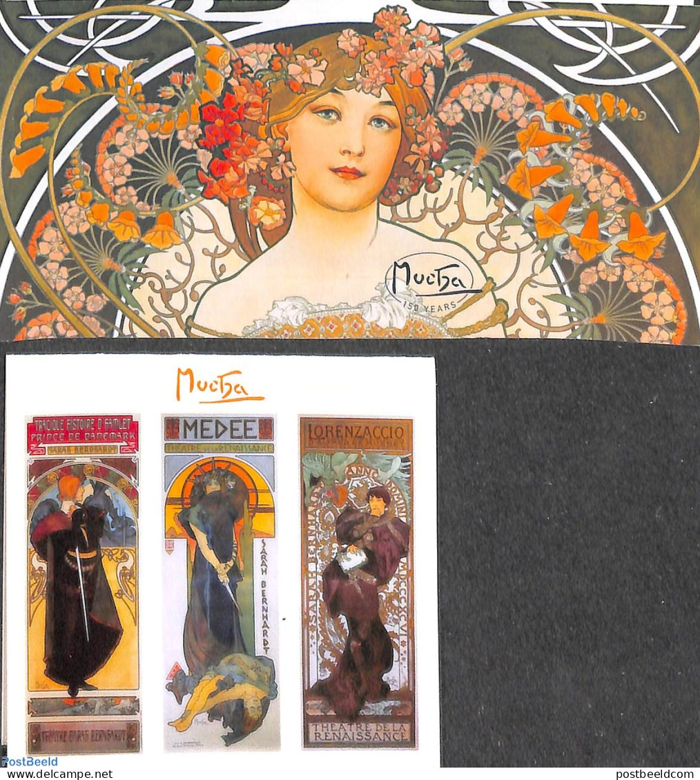 Czech Republic 2010 A. Mucha 2 Booklets S-a, Mint NH, Stamp Booklets - Art - Paintings - Andere & Zonder Classificatie