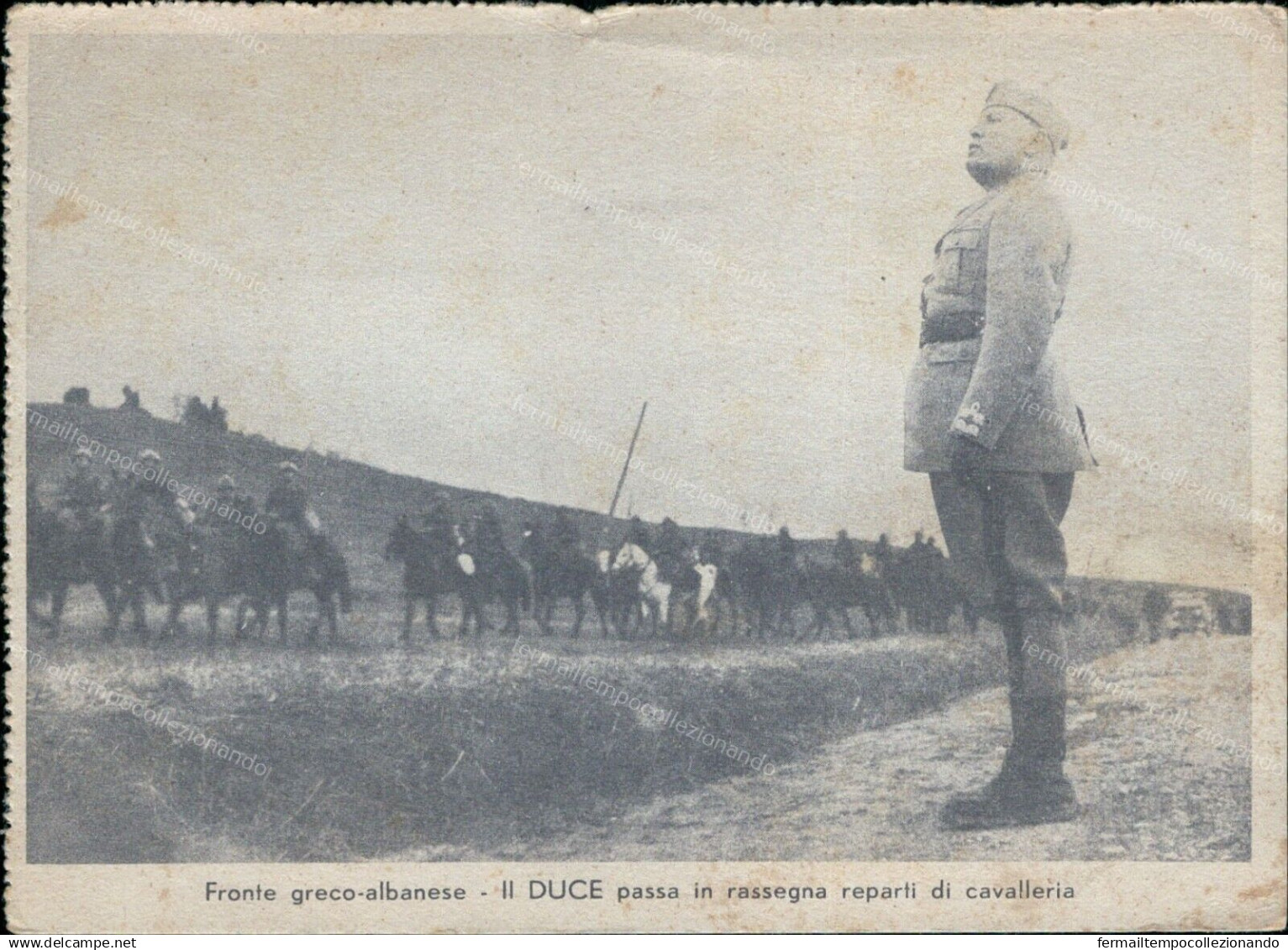 Cs605 Cartolina Fronte Greco Albanese Il Duce Passa In Rassegna - Regimente