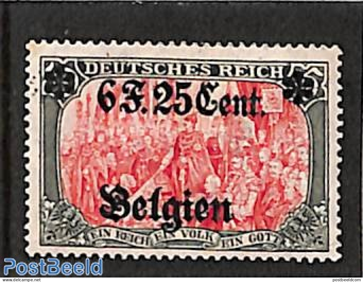 Belgium 1916 6F.25Cent On 5M, Stamp Out Of Set, Unused (hinged) - Unused Stamps