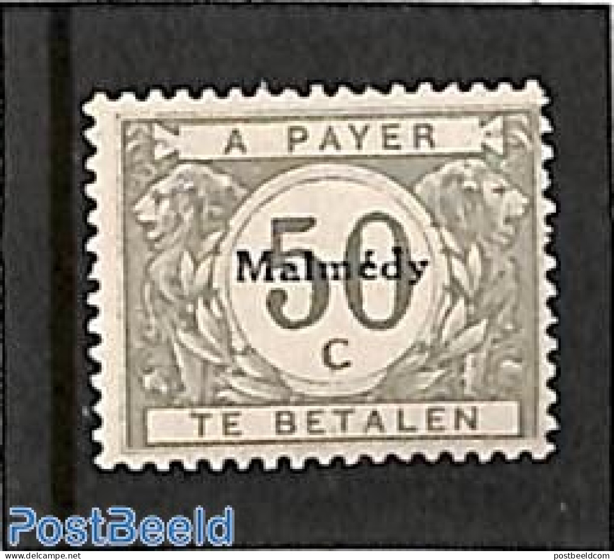 Belgium 1920 Malmedy, 50c Postage Due, Stamp Out Of Set, Unused (hinged) - Andere & Zonder Classificatie