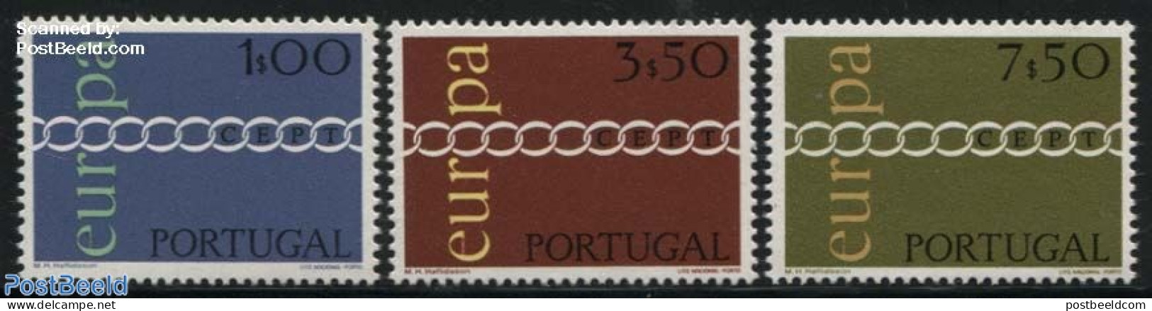 Portugal 1971 Europa 3v, Unused (hinged), History - Europa (cept) - Ongebruikt