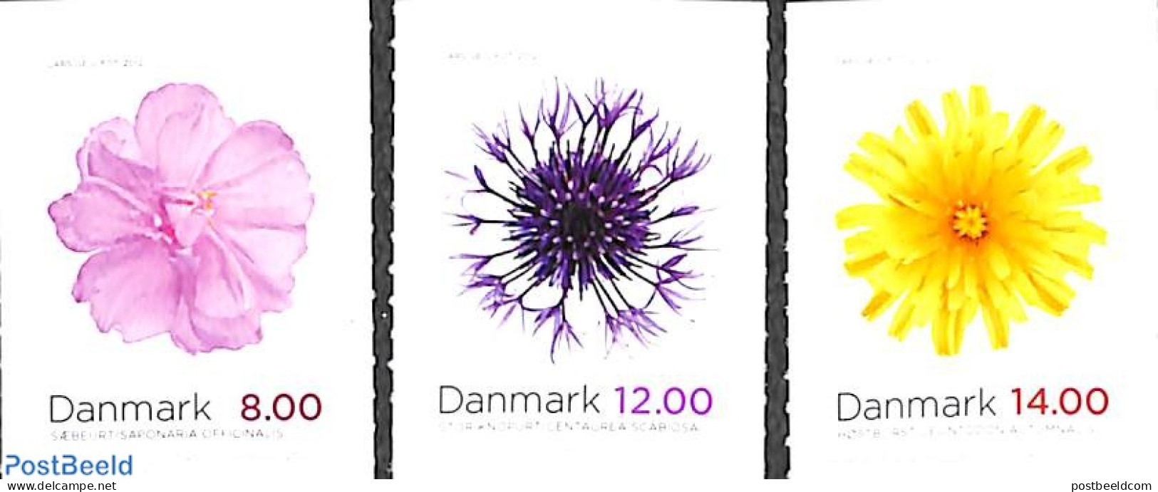 Denmark 2012 Flowers 3v S-a, Mint NH, Nature - Flowers & Plants - Unused Stamps
