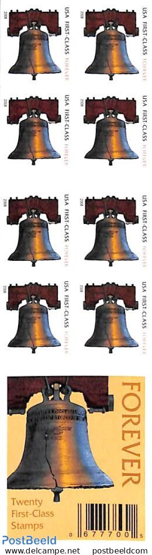 United States Of America 2008 Liberty Bell, Double Sided Booklet S-a, Mint NH, Stamp Booklets - Neufs