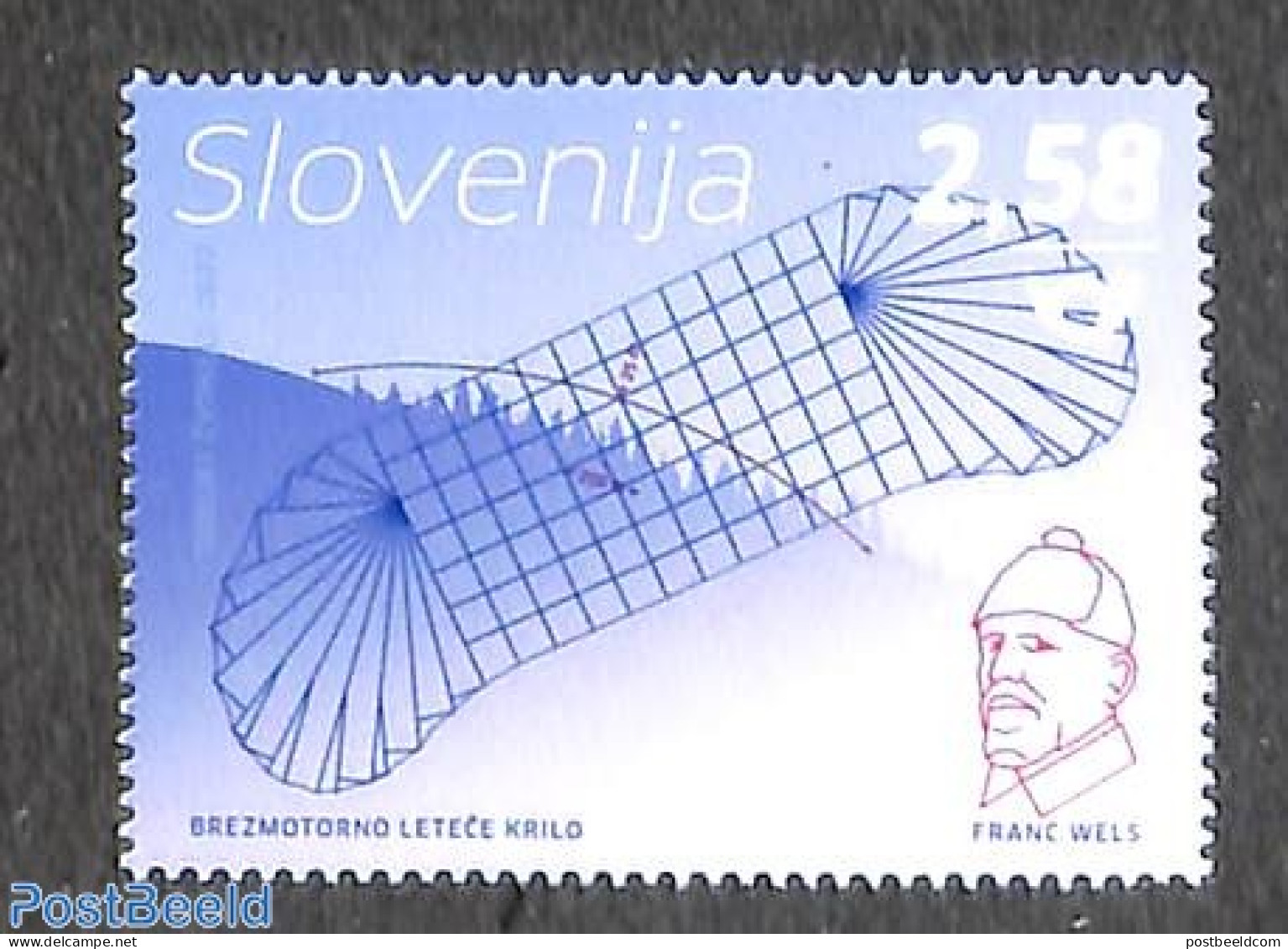 Slovenia 2022 Non-motorised Flying, Franc Wels 1v, Mint NH, Sport - Transport - Gliding - Aircraft & Aviation - Flugzeuge