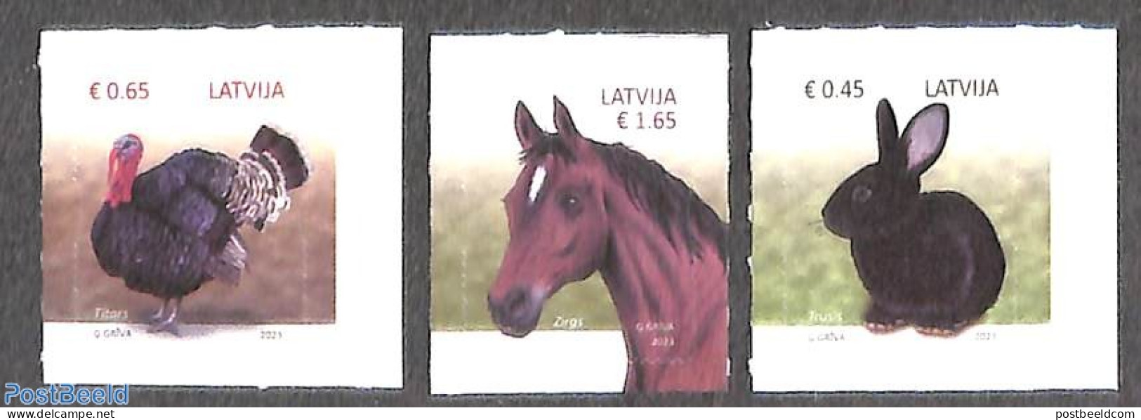 Latvia 2023 Domestic Animals 3v S-a, Mint NH, Nature - Animals (others & Mixed) - Birds - Horses - Poultry - Rabbits /.. - Sonstige & Ohne Zuordnung