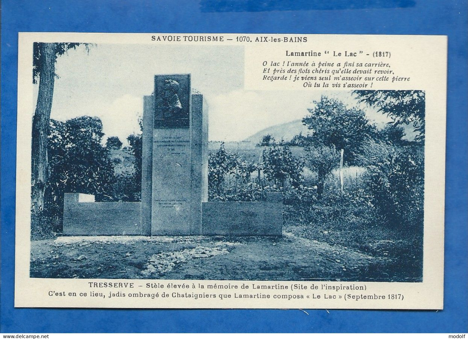 CPA - 73 - Tresserve - Stèle élevée à La Mémoire De Lamartine - Avec Poème "Le Lac" - Non Circulée - Aix Les Bains