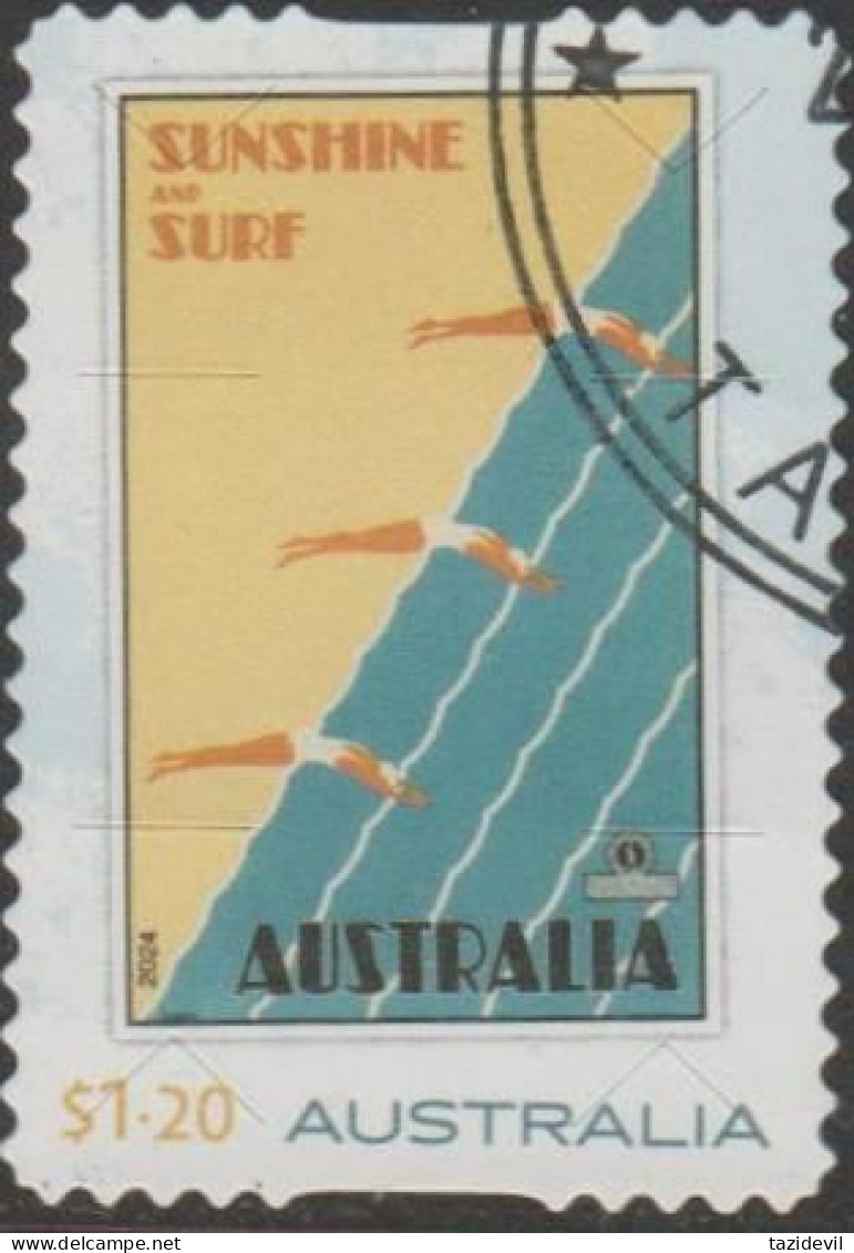 AUSTRALIA - DIE-CUT-USED 2024 $1.20 Gert Sellheim Travel Posters - Sunshine And Surf - Gebruikt