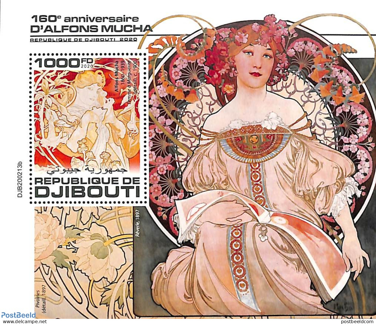 Djibouti 2020 Alfons Mucha S/s, Mint NH, Art - Paintings - Djibouti (1977-...)