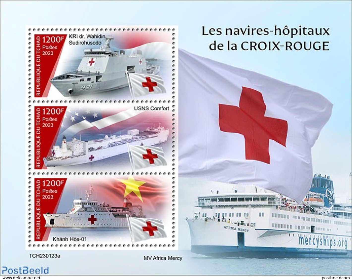 Chad 2023 Hospital Ships, Mint NH, Health - Transport - Red Cross - Ships And Boats - Other & Unclassified