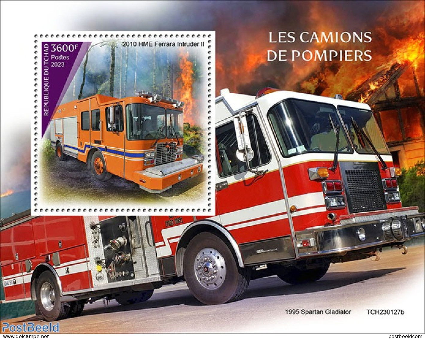 Chad 2023 Fire Engines, Mint NH, Transport - Fire Fighters & Prevention - Andere & Zonder Classificatie