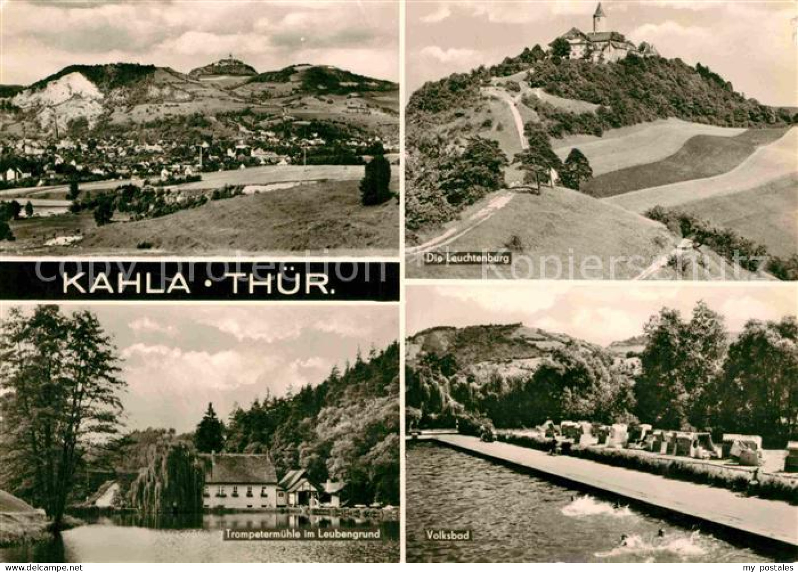 72730429 Kahla Thueringen Panorama Leuchtenburg Volksbad Schwimmbad Trompetenmue - Sonstige & Ohne Zuordnung