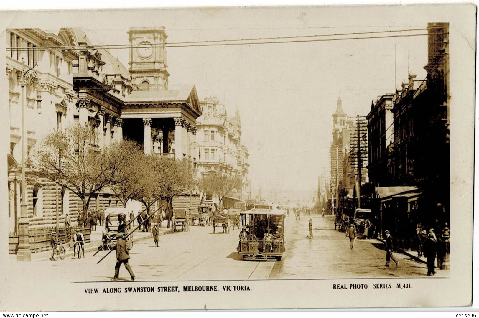 Photo Carte View Along Swanston Street Melbourne Victoria Circulée En 1913 - Melbourne