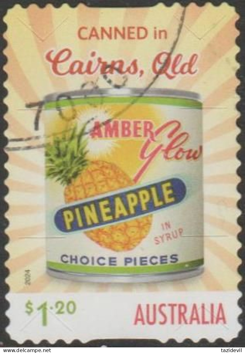 AUSTRALIA - DIE-CUT-USED 2024 $1.20 Nostalgic Tinned Fruit Labels - Amber Glow Pineapple, Queensland - Gebraucht