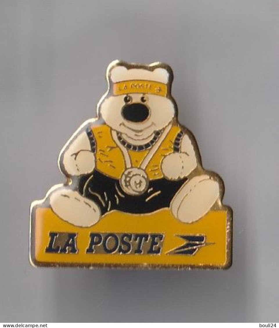 PIN'S  THEME  LA POSTE  UN OURSON ET SA MEDAILLE - Mail Services