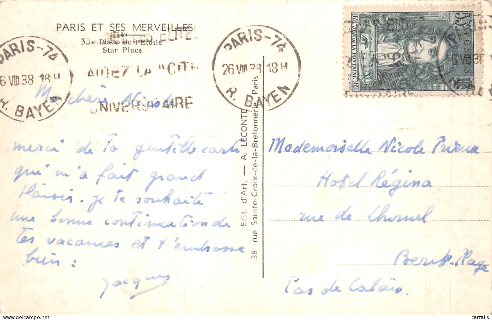 75-PARIS ARC DE TRIOMPHE-N°4191-G/0025 - Triumphbogen