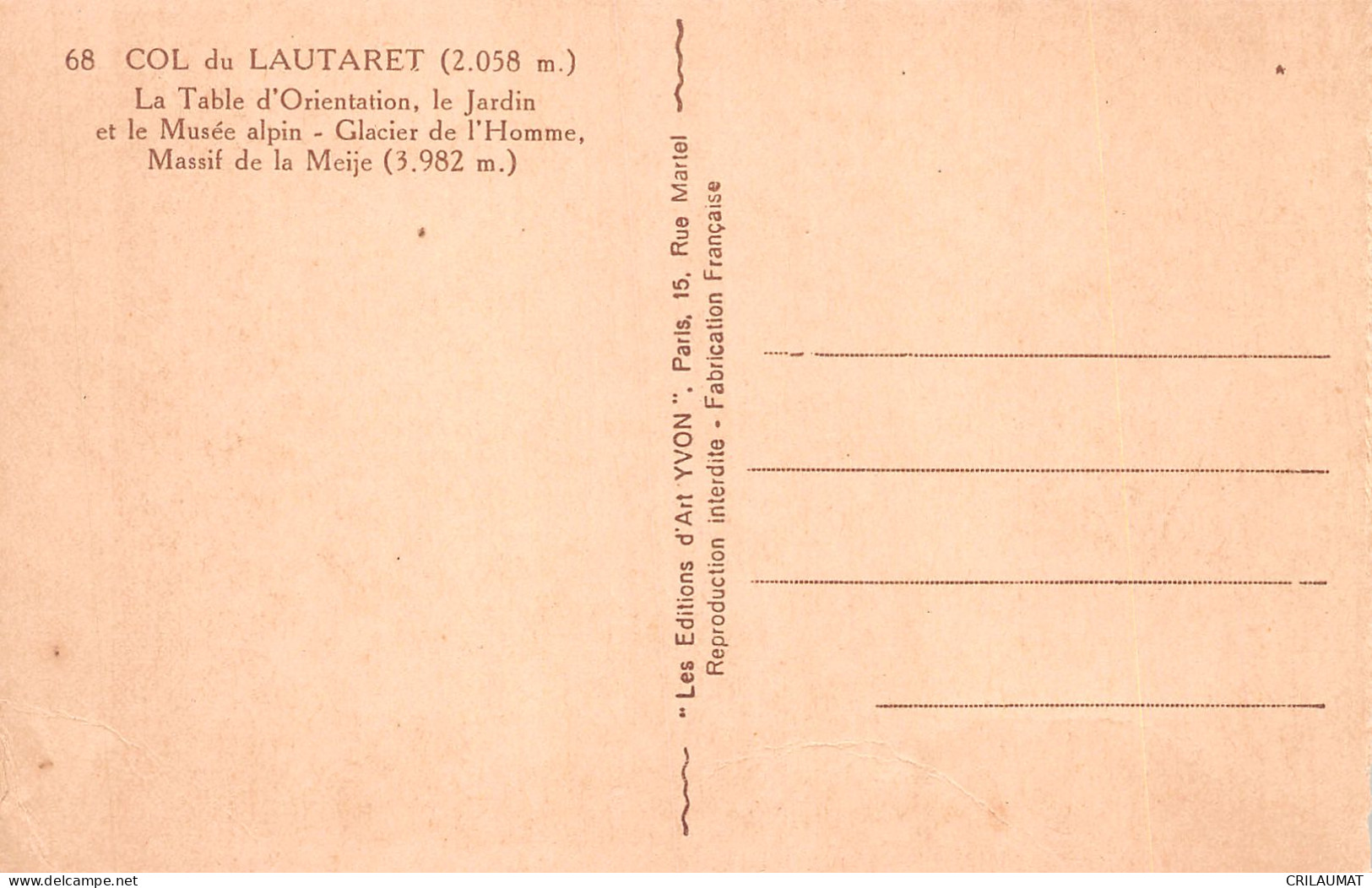 05-COL DU LAUTARET LA TABLE D ORIENTATION-N°5139-H/0163 - Sonstige & Ohne Zuordnung