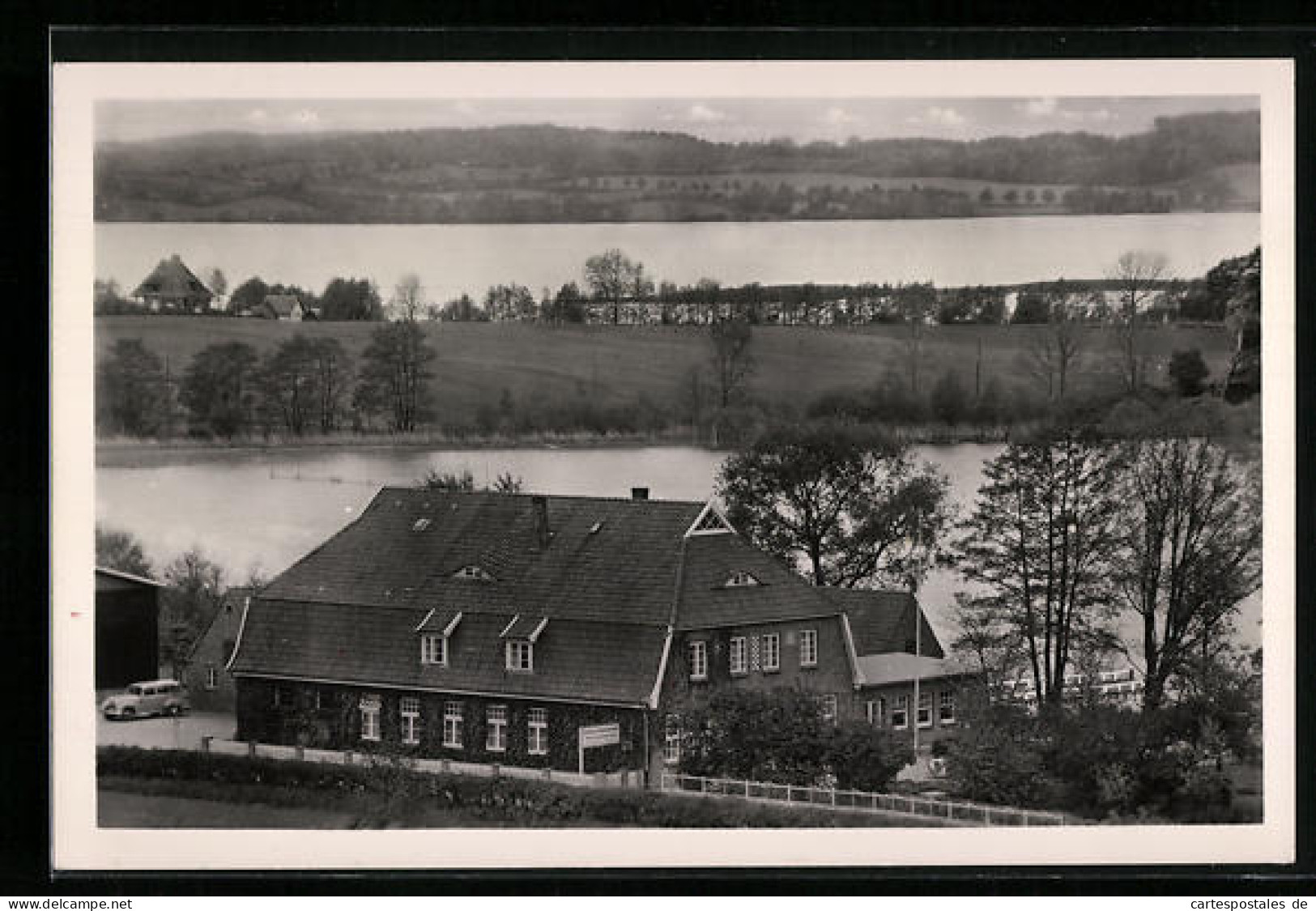 AK Plön /Holst., Cafe-Pension Fährhaus Nieder-Kleveez Aus Der Vogelschau  - Plön