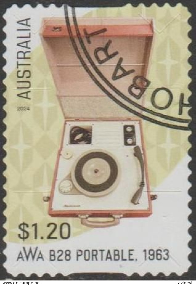 AUSTRALIA - DIE-CUT-USED 2024 $1.20 Retro Audio - AWA B28 Portable 1963 - Gebraucht