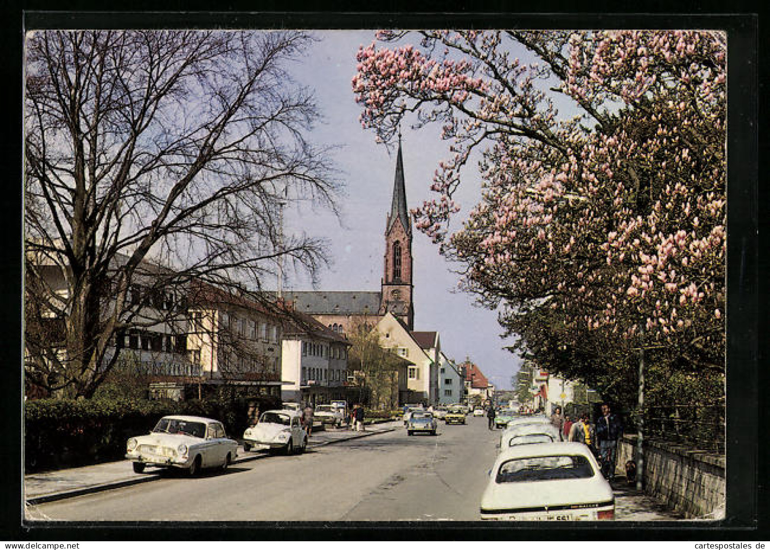 AK Müllheim /Baden, Strassenpartie Mit Kirchturm, VW Käfer  - Müllheim