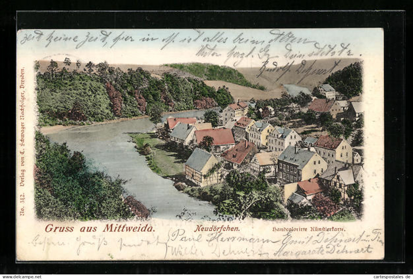 AK Mittweida, Neudörfchen Mit Fluss Aus Der Vogelschau  - Mittweida