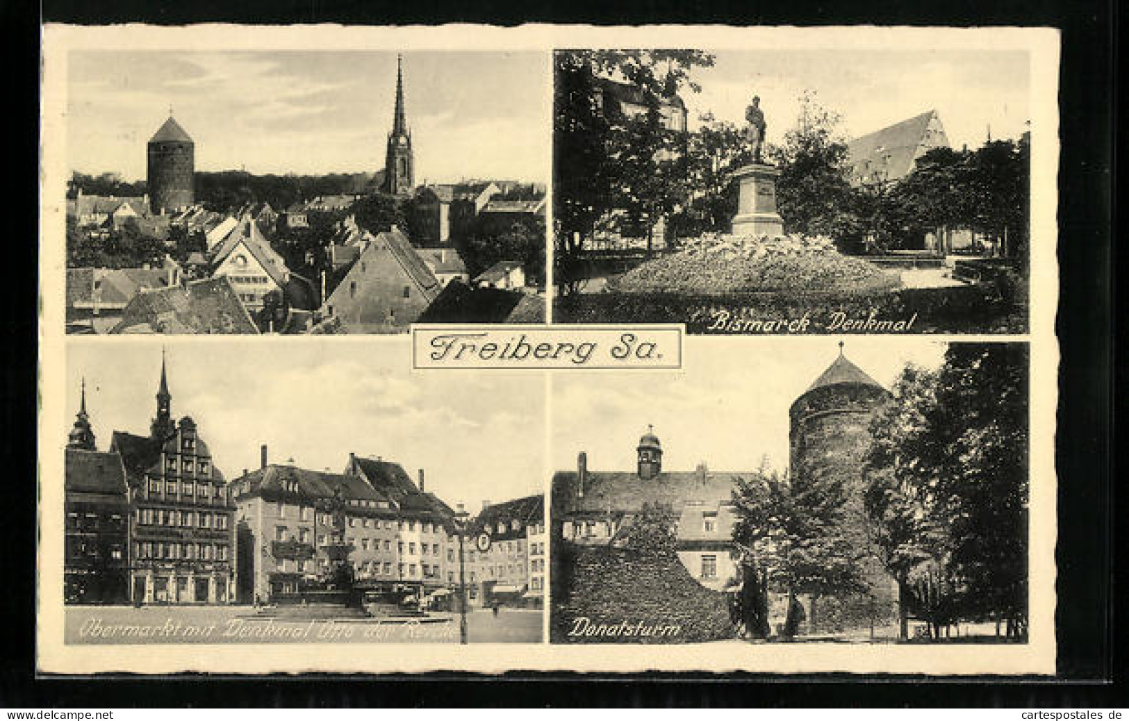 AK Freiberg /Sa., Teilansicht, Obermarkt Mit Denkmal Otto Der Reiche  - Freiberg (Sachsen)