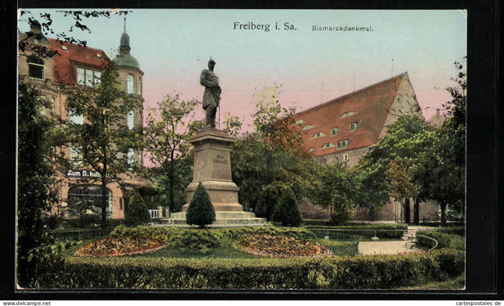 AK Freiberg /Sa., Bismarckdenkmal Mit Anlagen  - Freiberg (Sachsen)