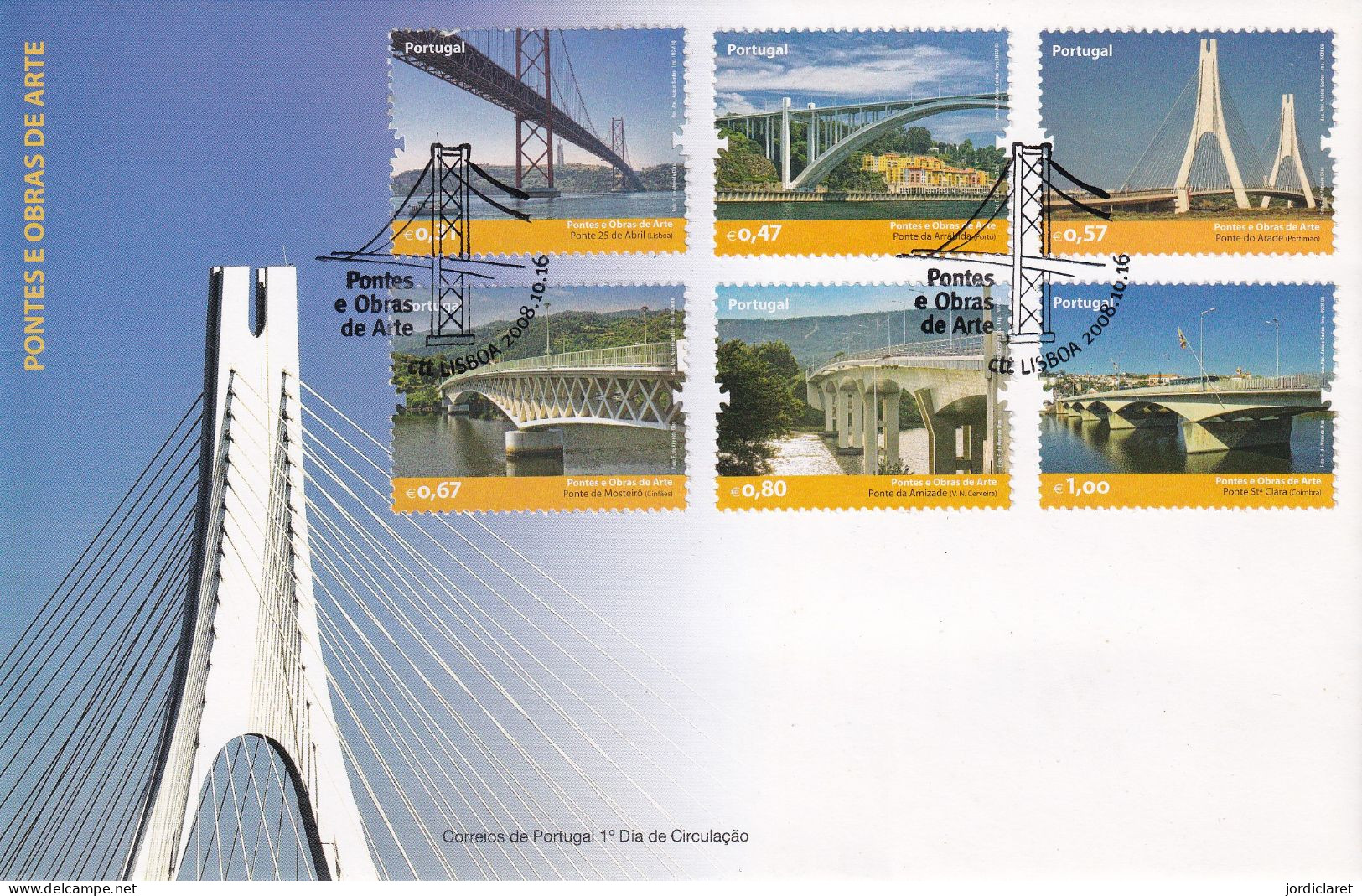 FDC  PORTUGAL 2008 - Brücken