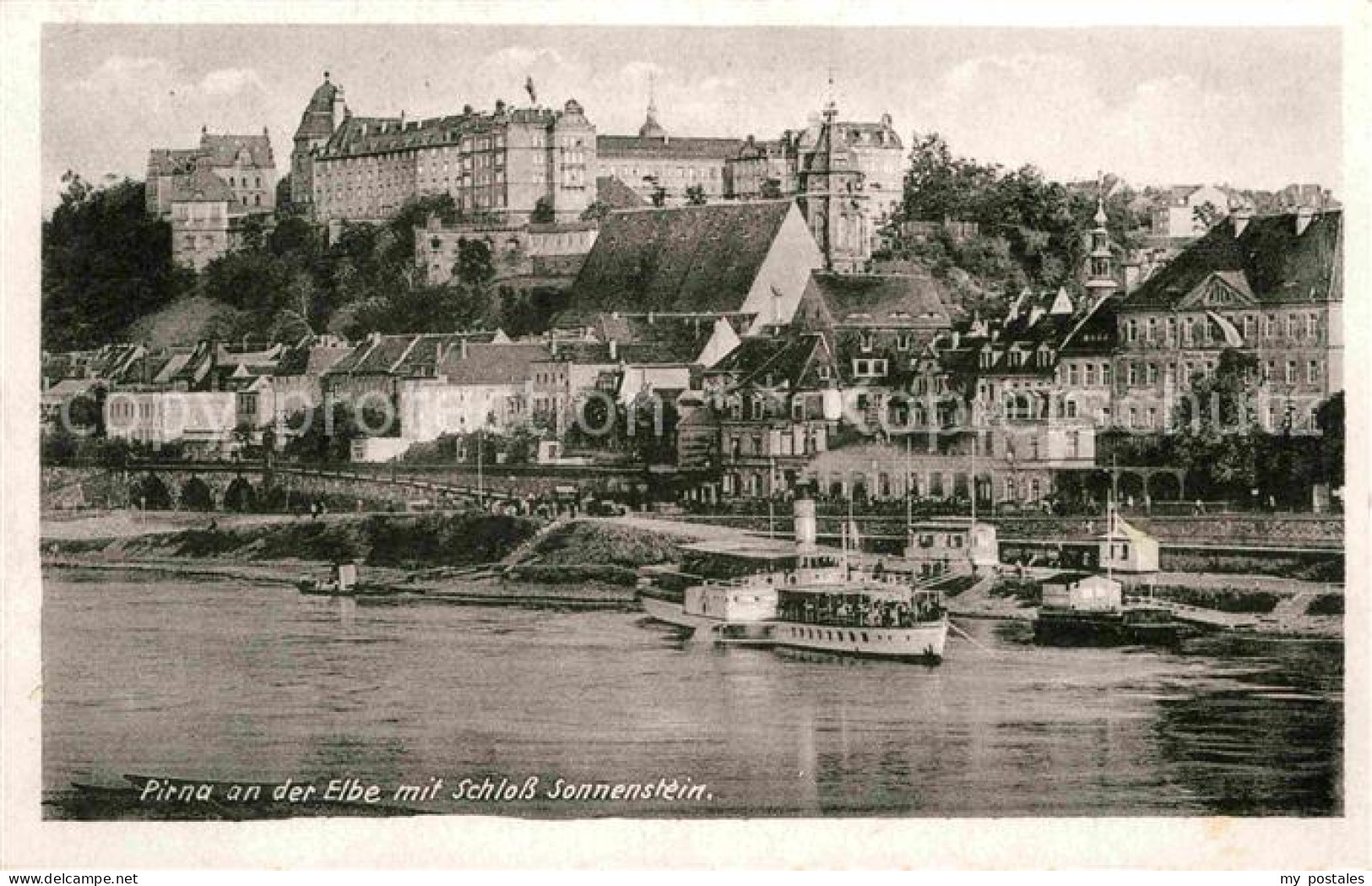 72729448 Pirna Blick Ueber Die Elbe Mit Schloss Sonnenstein Dampfer Pirna - Pirna