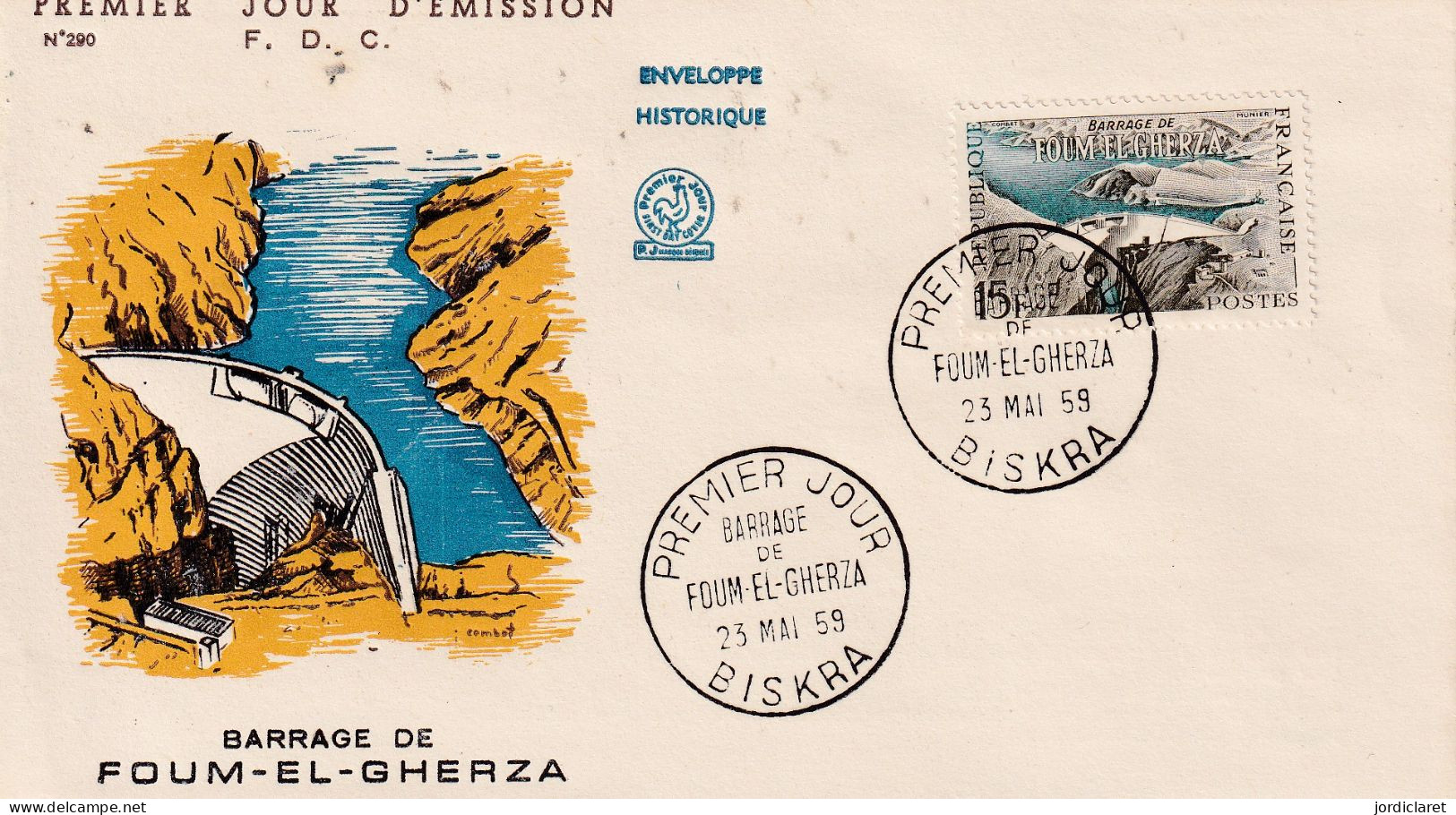 FDC  1959 FRANCIA  BARRAGE   DAM   PRESA - Elektrizität