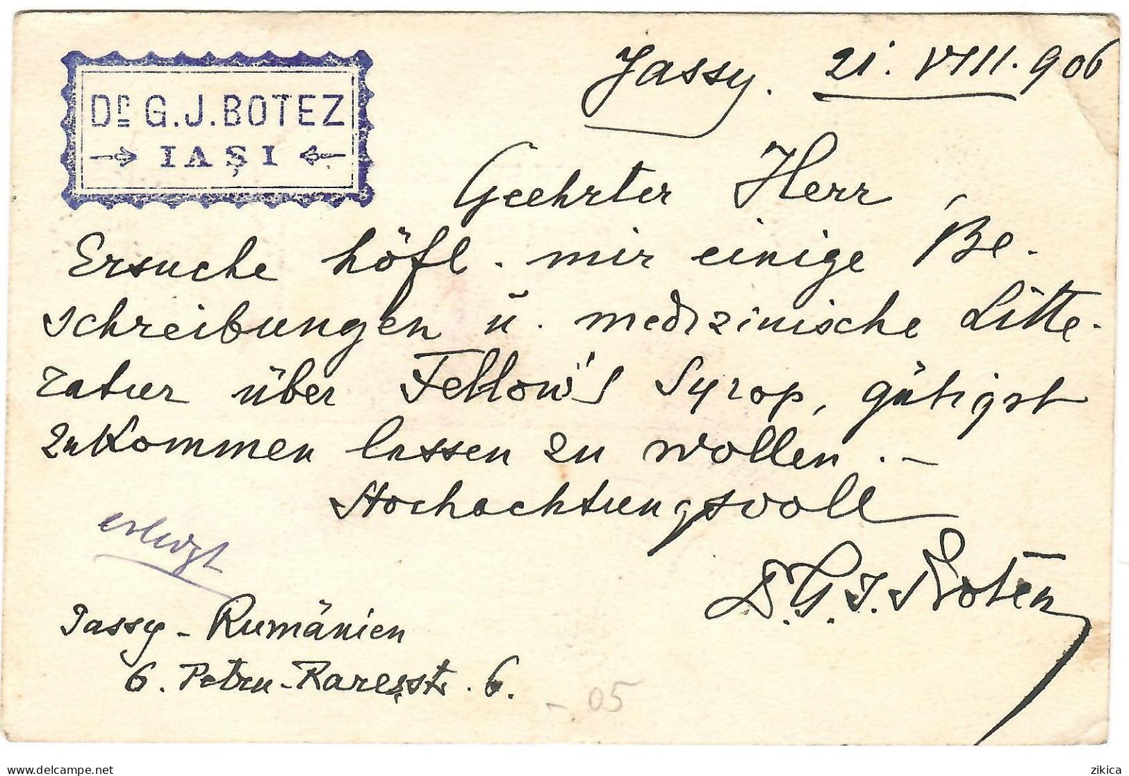 Romania - Postal Stationery 1906. Jassy Via Hamburg Germany - Ganzsachen