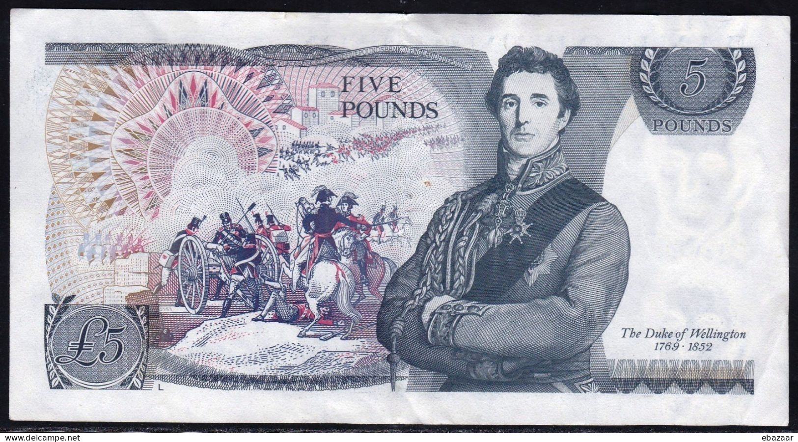 Great Britain Bank Of England 5 Pounds Banknote Serial Number AS42 355786 Sign. J B Page 1970–1980 P-378b F-VF - 5 Pounds