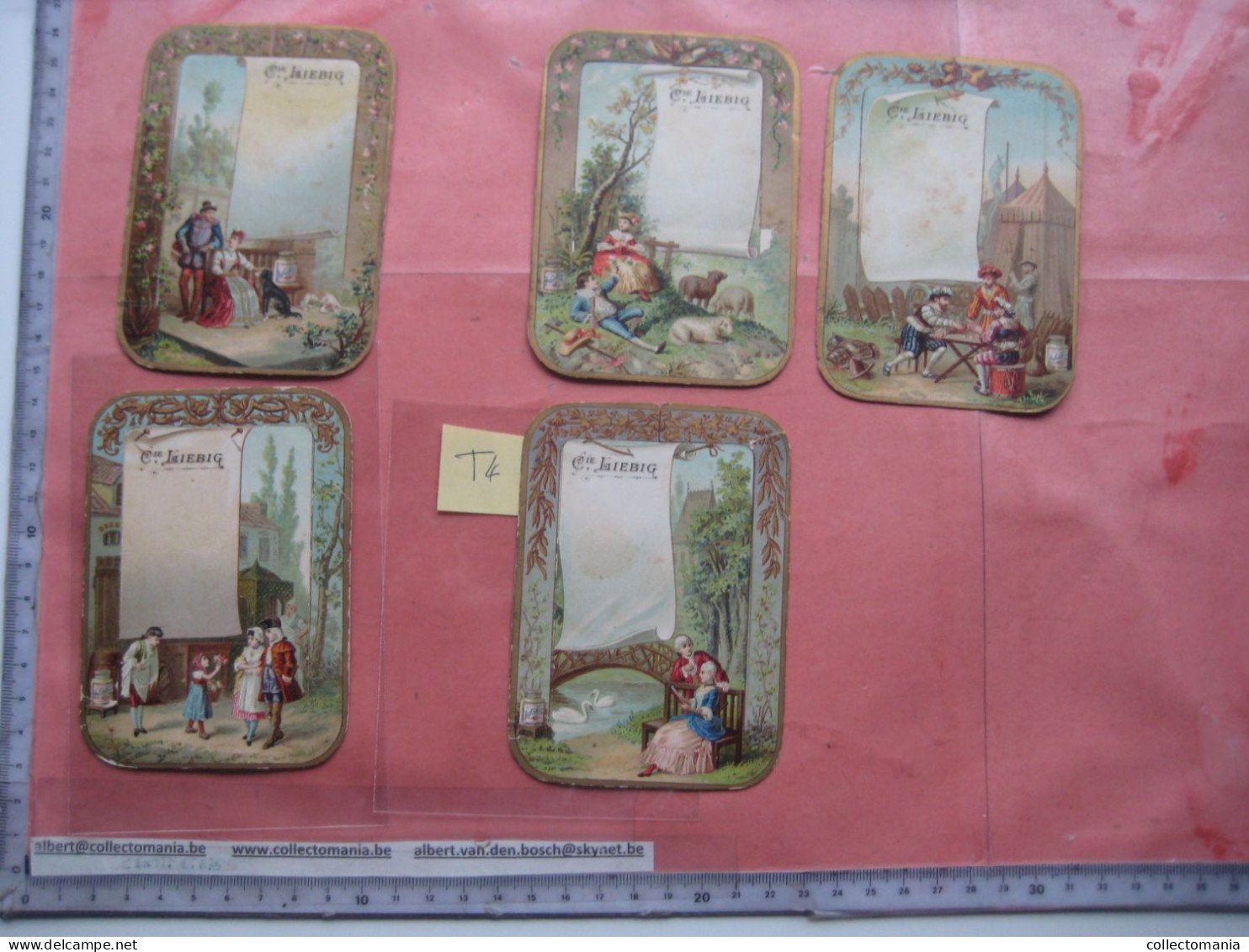 5 Cartes Chromos, 1886, Liebig Compagnie   Tischkarten, Cartes De Table Nr 4 : Leisure Pursuits II  - VG - Liebig