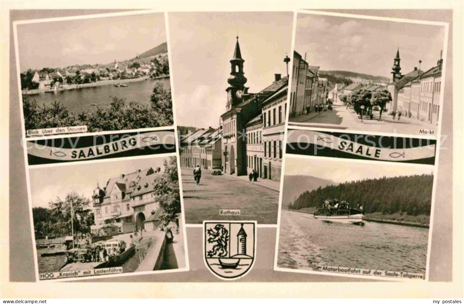 72728803 Saalburg Saale Panorama Blick Ueber Den Stausee Rathaus Markt Schiffahr - Sonstige & Ohne Zuordnung