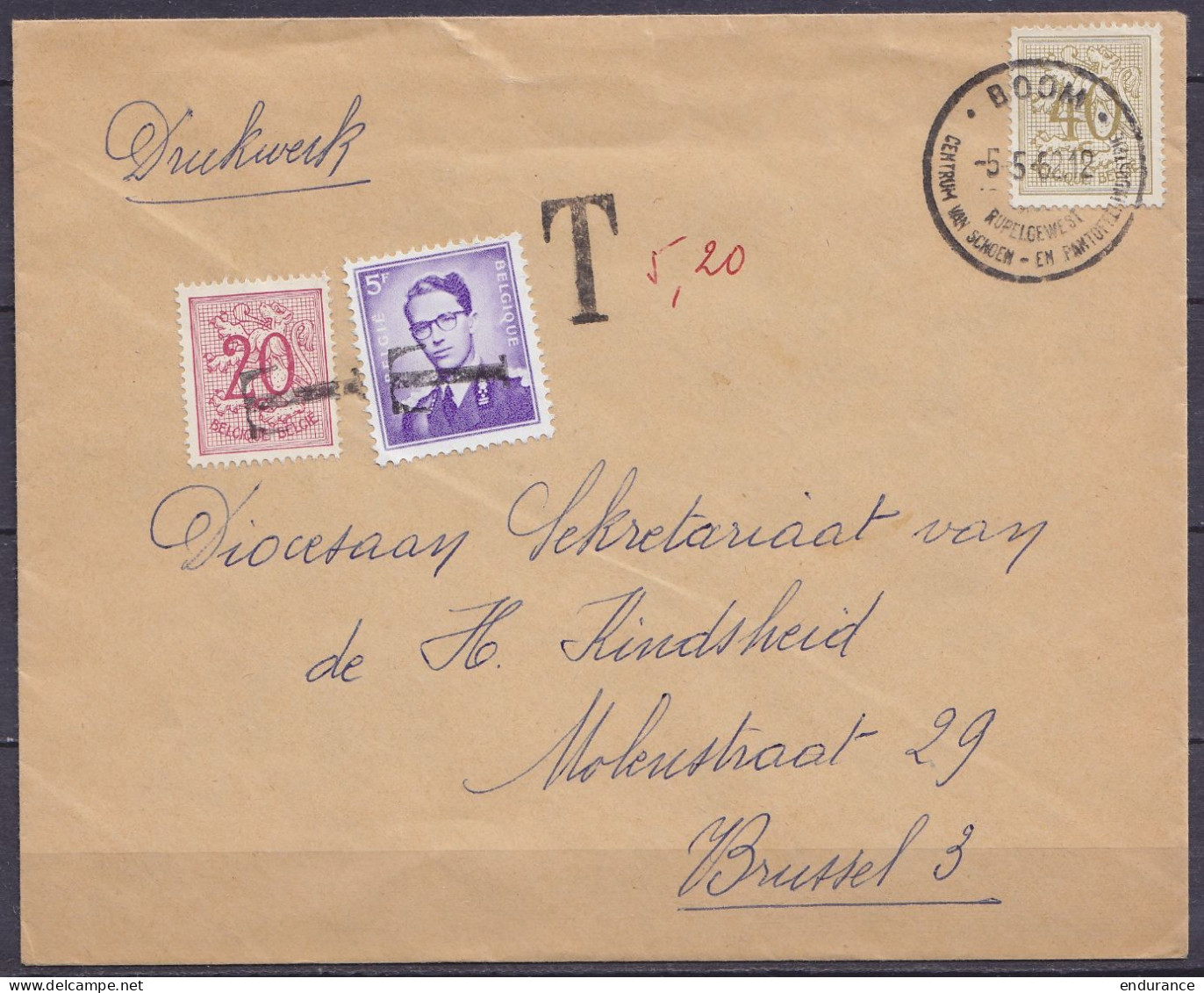 Env. D'imprimés Affr. N°853 Càd "BOOM /-5-5-1962/ RUPEGEWEEST …" Pour BRUSSEL 3 - Taxée 5,20f (N°851+1029) - Storia Postale