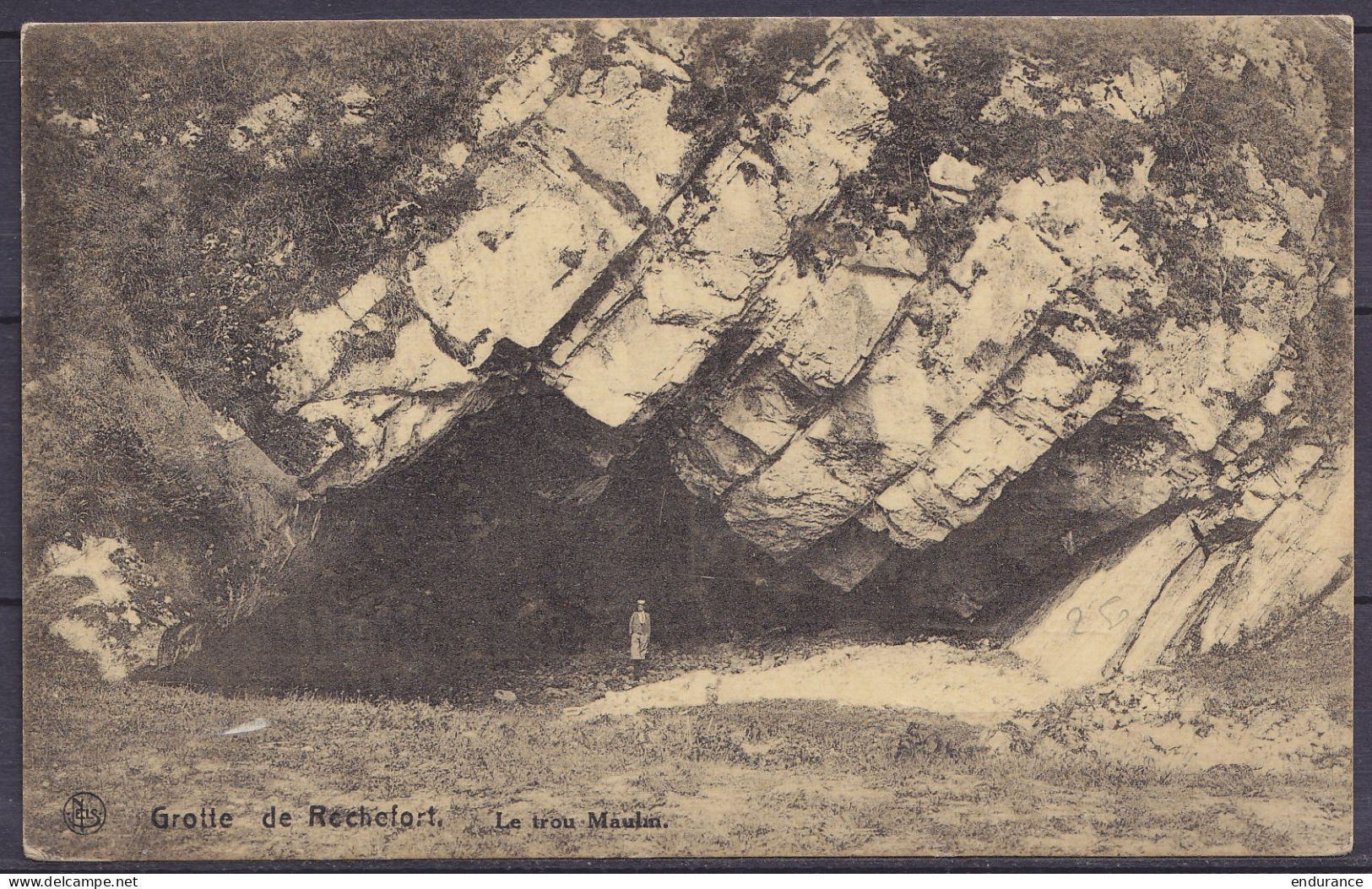 CP "Grotte De Rochefort - Trou Maulin" Càd GENDRON-CELLES /13 VIII 1920 Pour MAARTENSDIJK Hollande Réexpédiée 2 Fois ! - 1919-1920 Roi Casqué