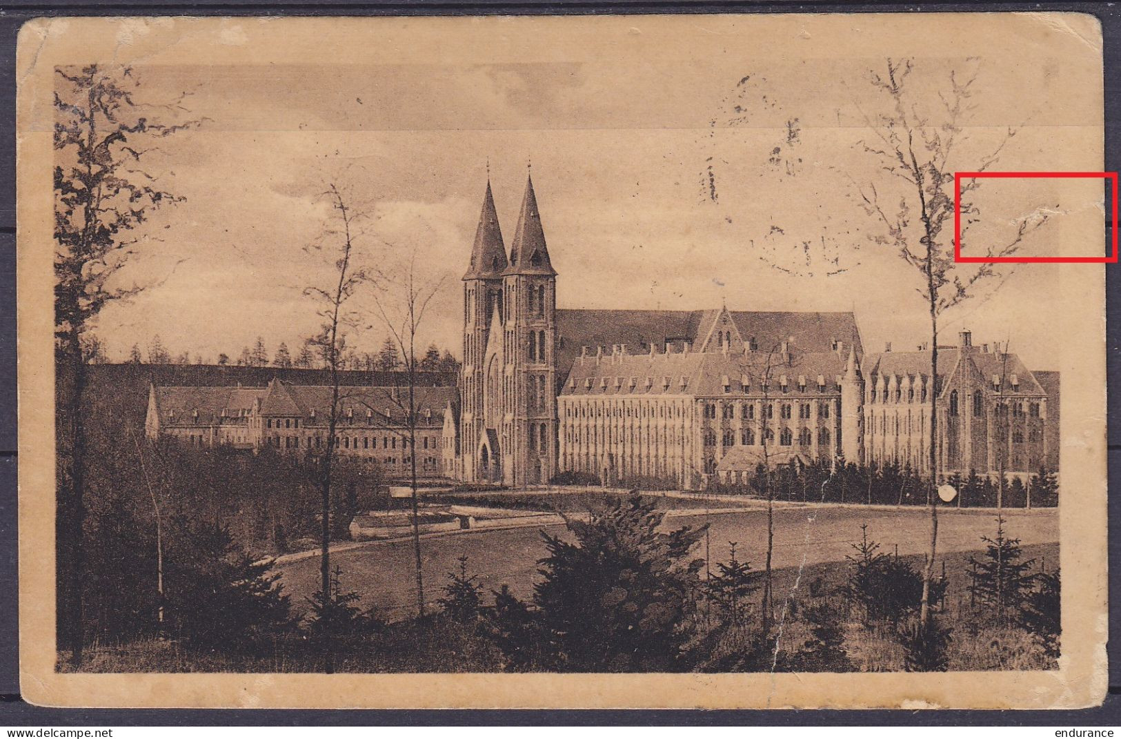 CP "Abbaye De Maredsous" Affr. 2x N°169 Càd MAREDRET (SOSOYE) /27 V 1921 Pour SIN-LE-NOBLE Douai - Légère Déchirure, Voi - 1919-1920  Re Con Casco