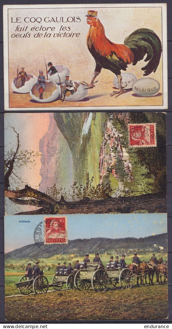 Suisse - Lot De 6 Cartes De FRIBOURG De 1915 à 1917 Pour Militaire Belge En Campagne - Càd Arrivée "POSTES MILITAIRES Be - Belgisch Leger