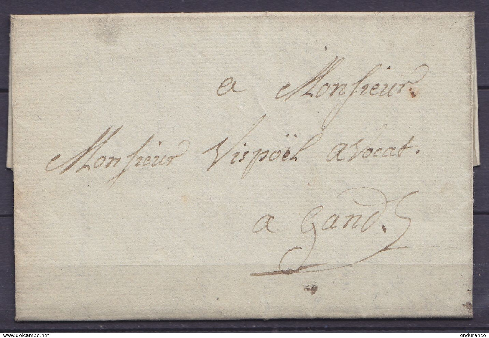 L. Datée 26 Novembre 1792 De POUCQUES (Poeke Aalter) Pour GAND - 1790-1794 (Révol. Autrich. Et Invas. Franç.)